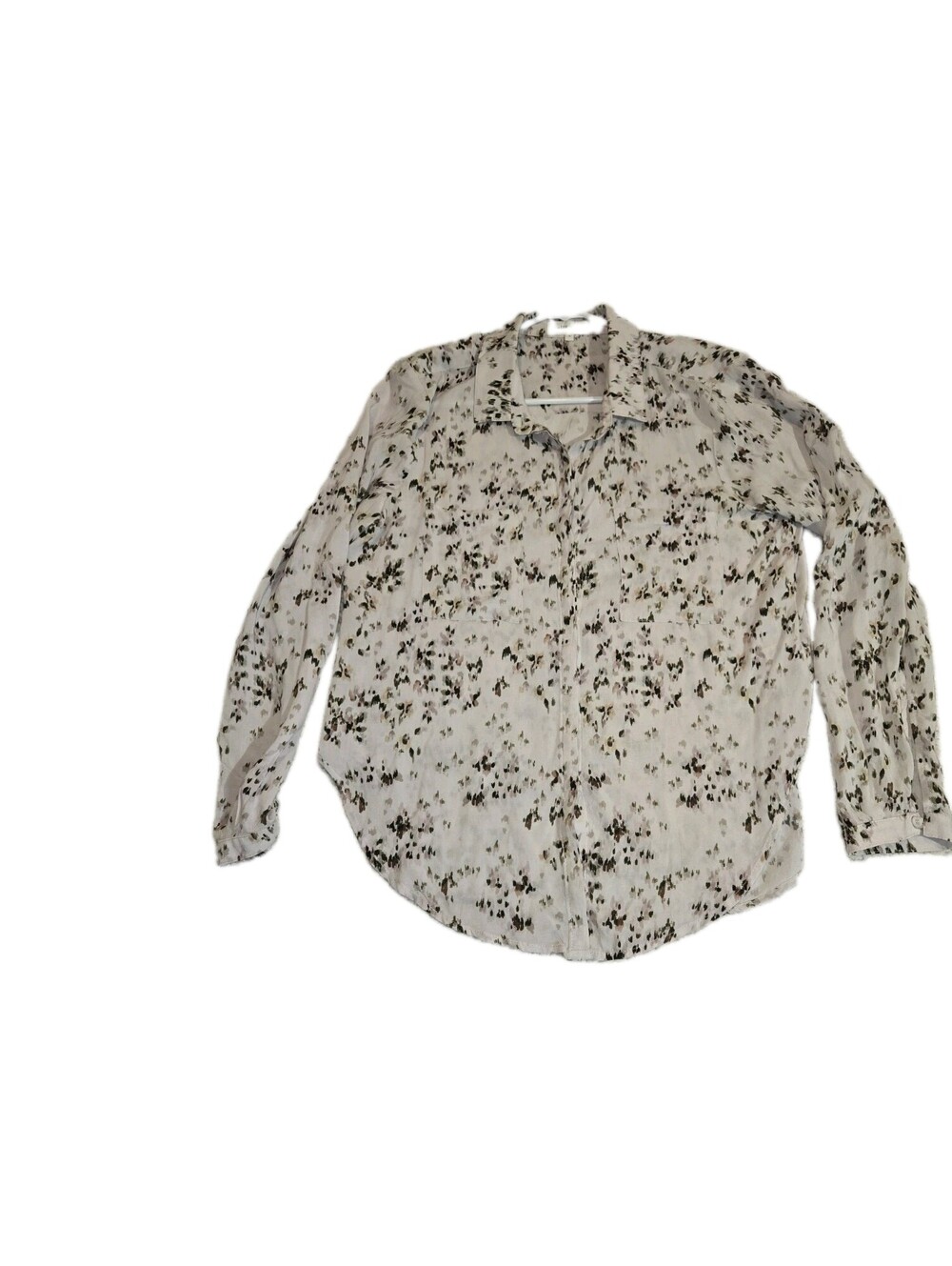 bella dahl blouse women Sz L Long Sleeve Scattered Print 💯 rayon Light Weight
